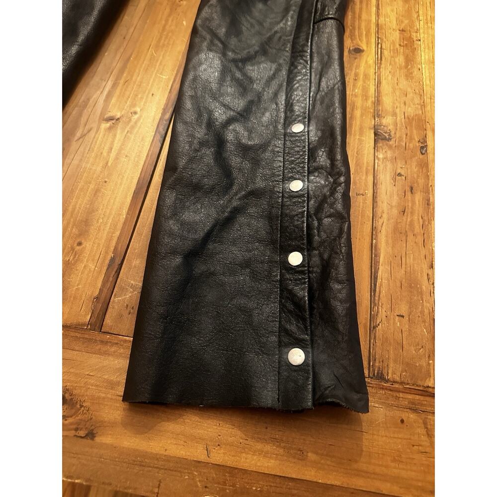 Hot Leather Chaps Genuine Size Large Zip Snap Buckle Motorcycle Riding Biker - Picture 3 of 13